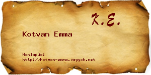 Kotvan Emma névjegykártya
